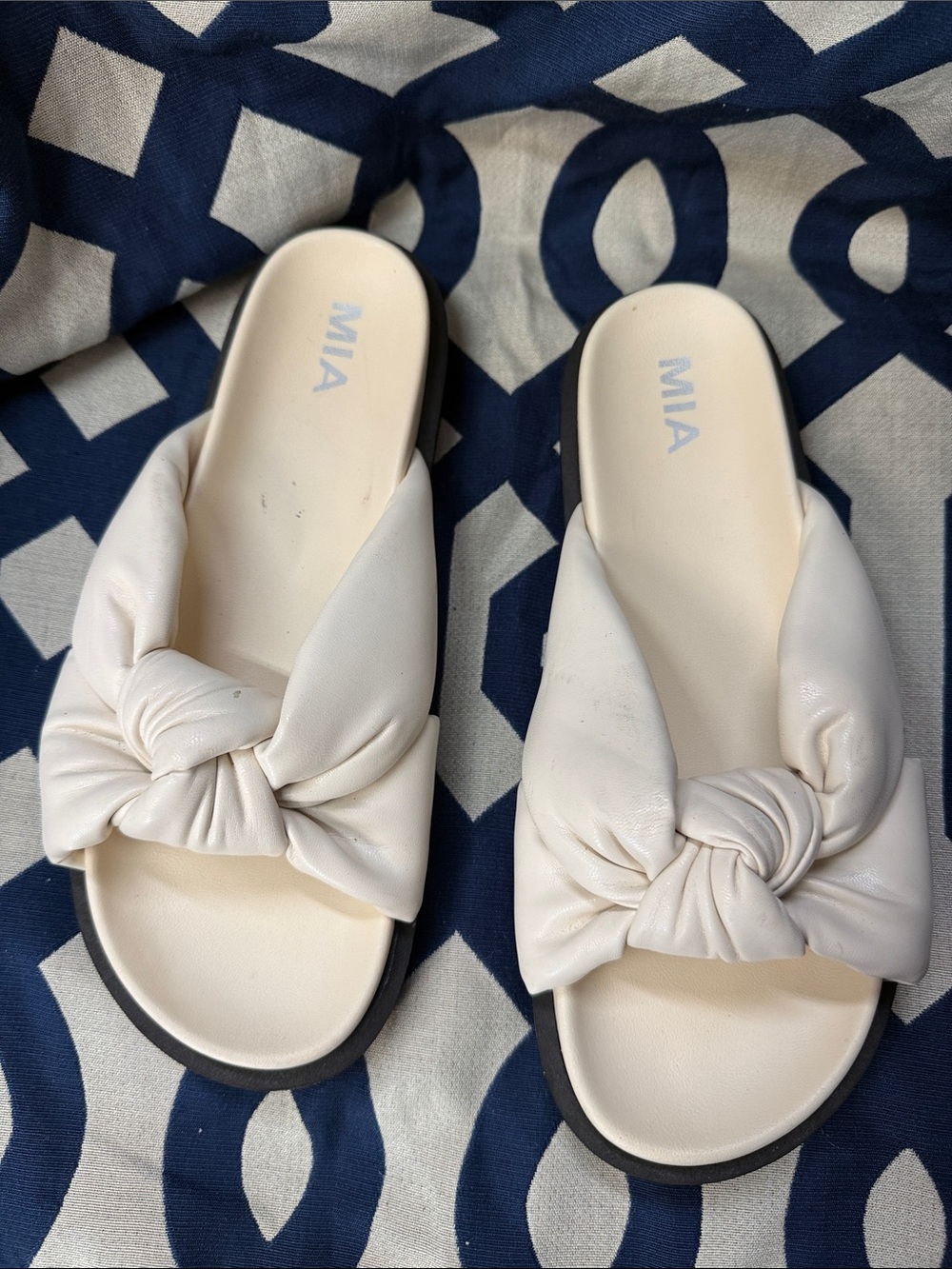 MIA Ivory Knotted Slide Sandals